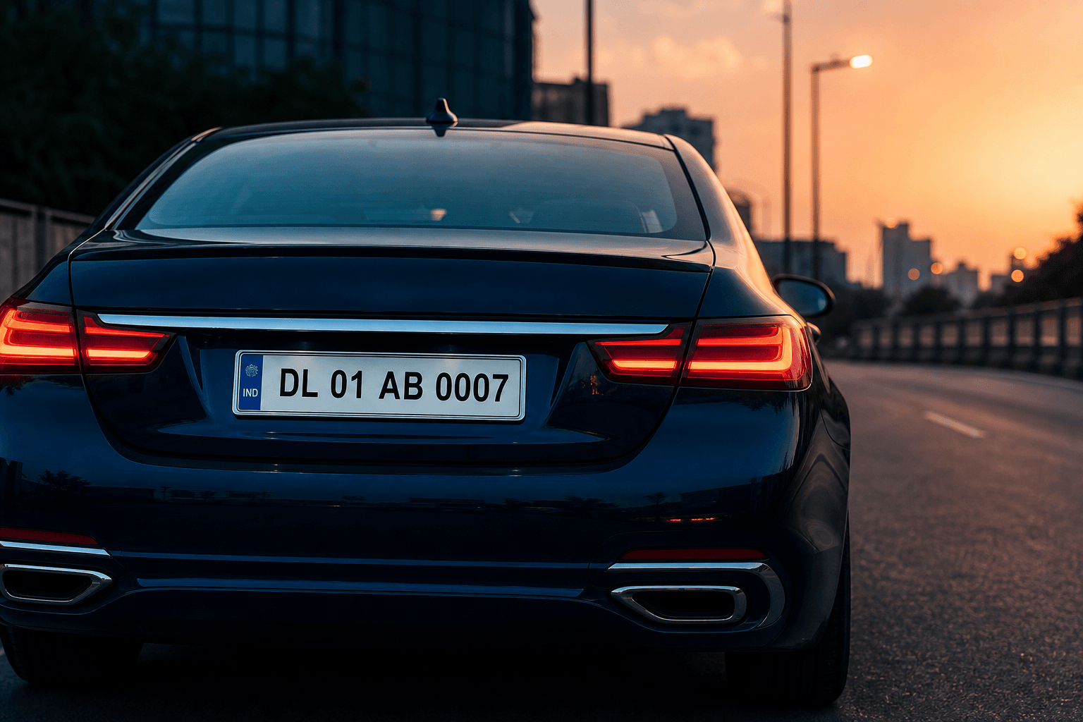 Luxury car with VIP number plate DL 01 AB 0007