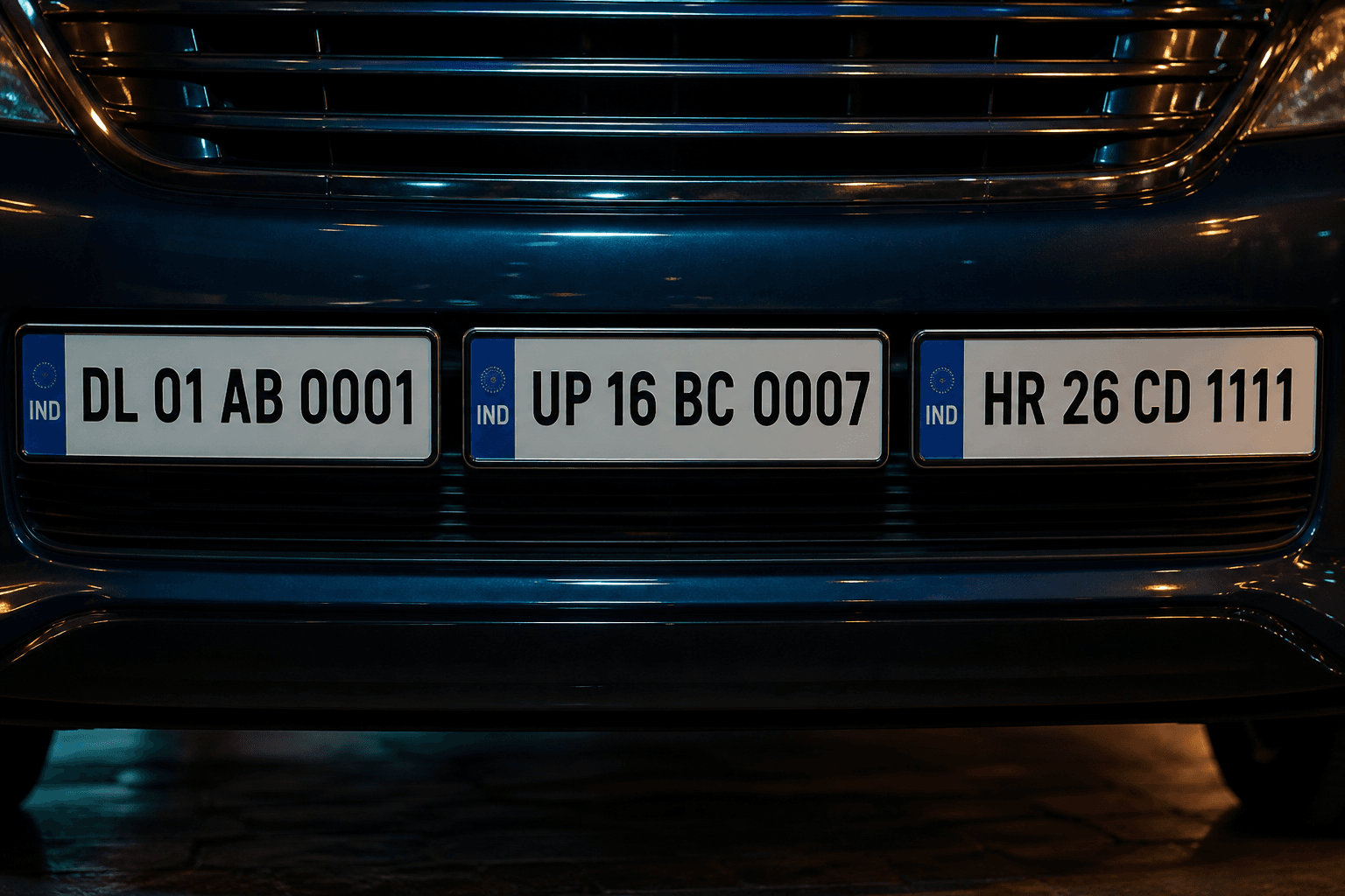 VIP number and fancy number plates showing 0001, 0007 and 1111 patterns